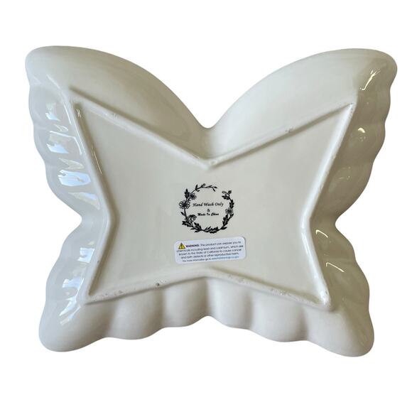 MAXCERA Spring Floral Butterfly Shaped Ceramic Dinner Plates 11x9 Set of 4 New - Picture 8 of 16